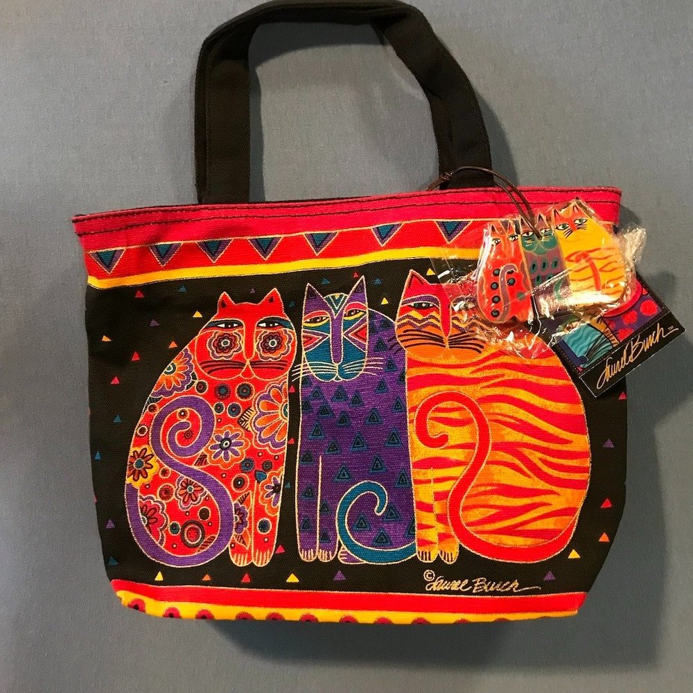 Laurel Burch Cat Tote Bag, NWT, zipper top for security